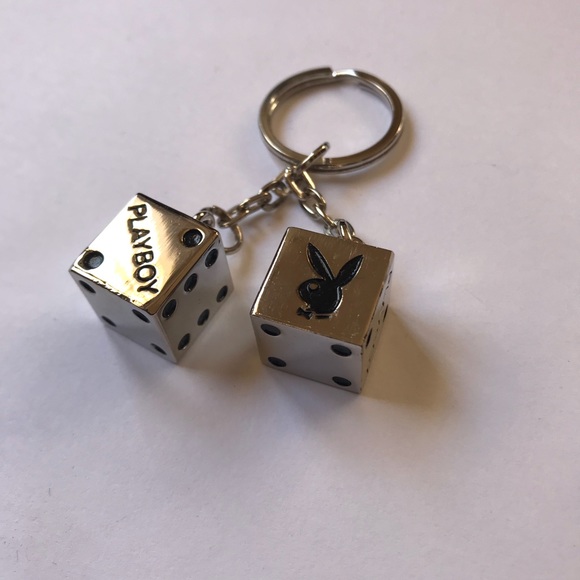 Playboy Dice Keychain in Silver NWOT - Picture 2 of 2